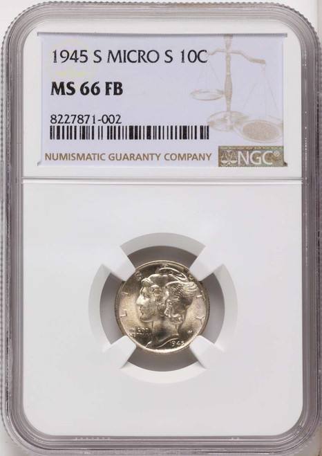 Bullionshark 1945-S 10C Mercury Dime Coin NGC MS66   Micro S - HAT790585012 