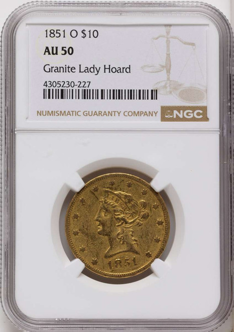 Bullionshark 1851-O $10 Gold Liberty NGC AU50 - HAT791151001 