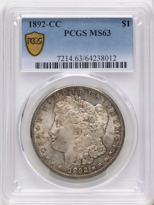 Bullionshark 1892-CC S$1 Morgan Silver Dollar Coin PCGS MS63 - HAT791358067 