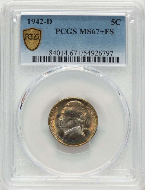 Bullionshark 1942-D 5C Jefferson Nickel Coin PCGS MS67  + - HAT788691006 