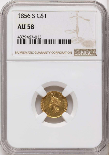 Bullionshark 1856-S G$1 Gold Dollar Coin NGC AU58   Type Two - HAT791088012 