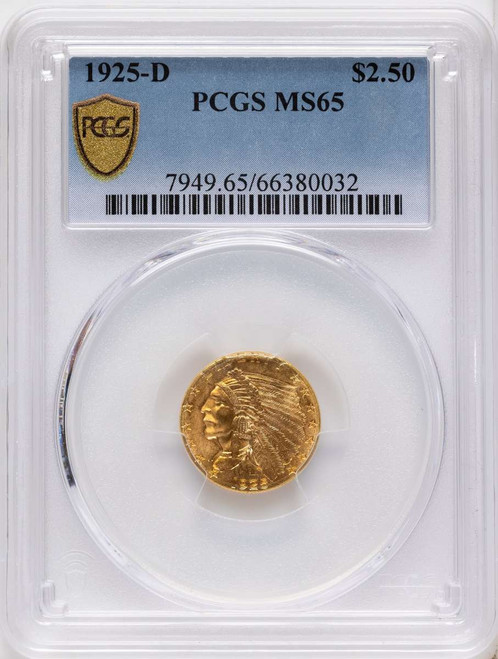 Bullionshark 1925-D $2.5 Indian Gold Quarter Eagle Coin PCGS MS65 - HAT791253004 