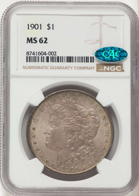 1901 S$1 Morgan Silver Dollar Coin NGC MS62  CAC coin front image