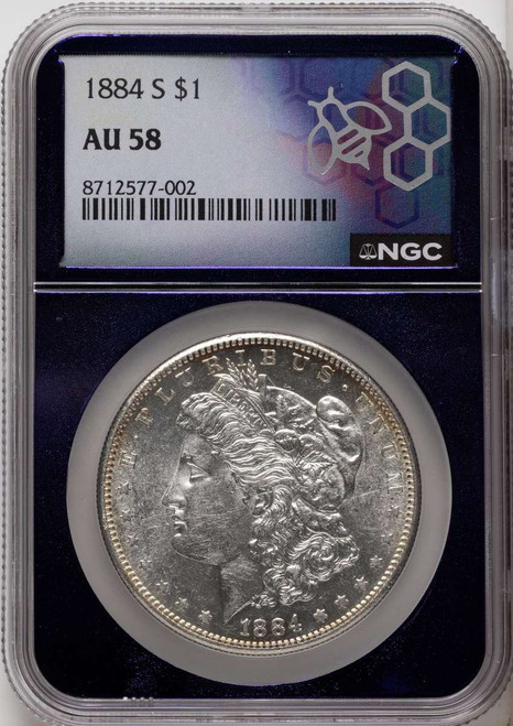 Bullionshark 1884-S S$1 Morgan Silver Dollar Coin NGC AU58 - HAT790405039 