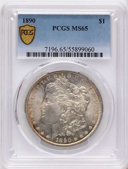 1890 S$1 Morgan Silver Dollar Coin PCGS MS65 coin front image