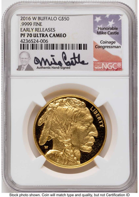 Bullionshark 2016-W $50 Proof 1 oz American Gold Buffalo Coin NGC PF70 UCAM - 10th Anniversary - HAT791152051 