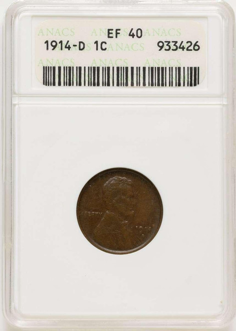 Bullionshark 1914-D 1C Lincoln Cent Coin ANACS XF40     BN - HAT790510004 