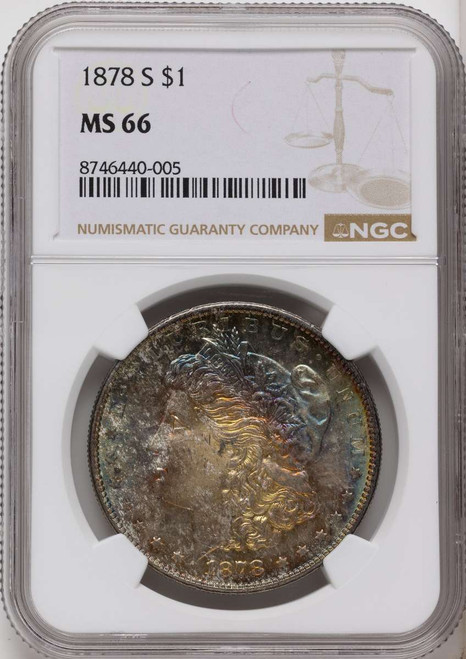 1878-S S$1 Morgan Silver Dollar Coin NGC MS66 coin front image