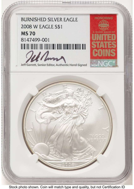 Bullionshark 2008-W S$1 Burnished American Silver Eagle Coin NGC MS70 - HAT763113009 