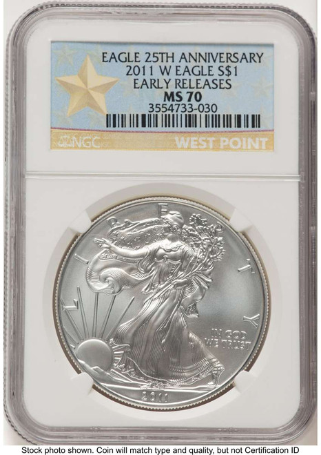Bullionshark 2011-W S$1 Burnished American Silver Eagle Coin NGC MS70 - First Strike - HAT778752166 