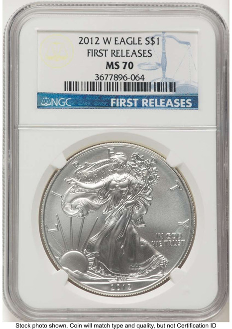 Bullionshark 2012-W S$1 Burnished American Silver Eagle Coin NGC MS70 - First Strike - HAT778752022 