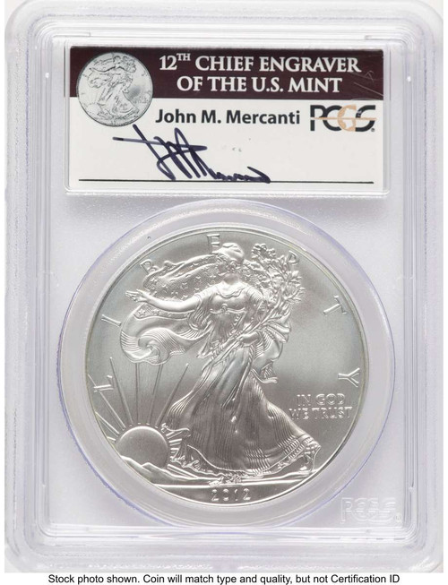 2012-W S$1 Burnished American Silver Eagle Coin PCGS MS70 - First Strike coin front image