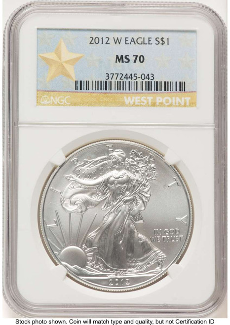 2012-W S$1 Burnished American Silver Eagle Coin NGC MS70 coin front image