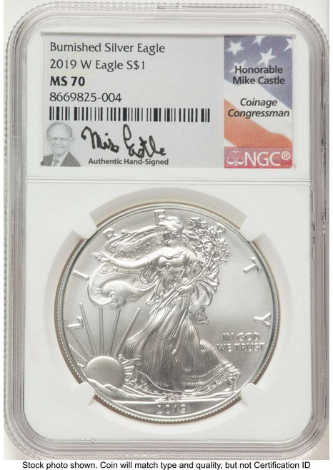 Bullionshark 2019-W S$1 Burnished American Silver Eagle Coin NGC MS70 - HAT780684027 