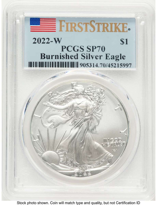 Bullionshark 2022-W S$1 Burnished American Silver Eagle Coin PCGS MS70 - First Strike - HAT763687003 