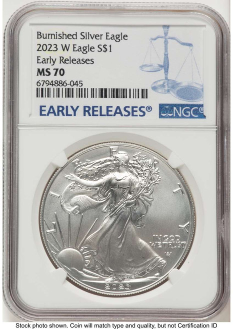Bullionshark 2023-W S$1 Burnished American Silver Eagle Coin NGC MS70 - First Strike - HAT762963148 