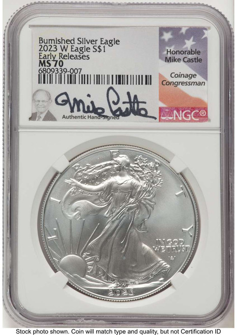 Bullionshark 2023-W S$1 Burnished American Silver Eagle Coin NGC MS70 - First Strike - HAT762927115 