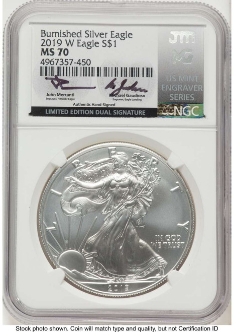 Bullionshark 2019-W S$1 Burnished American Silver Eagle Coin NGC MS70 - HAT788414012 