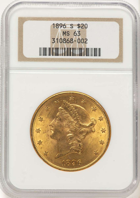 Bullionshark 1896-S $20 Gold Liberty Double Eagle NGC MS63 - HAT788705011 