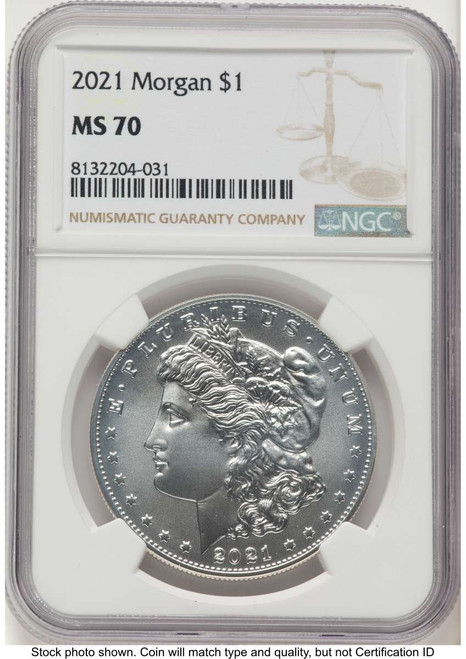 Bullionshark 2021 $1 Modern Bullion Coin NGC MS70   Morgan Dollar 100th Anniversary - HAT766509008 