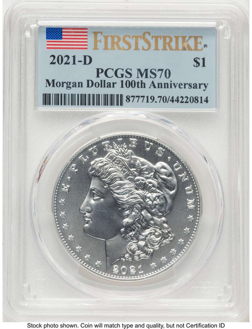 Bullionshark 2021-D $1 Modern Bullion Coin PCGS MS70   Morgan Dollar 100th Anniversary - First Strike - HAT771251025 