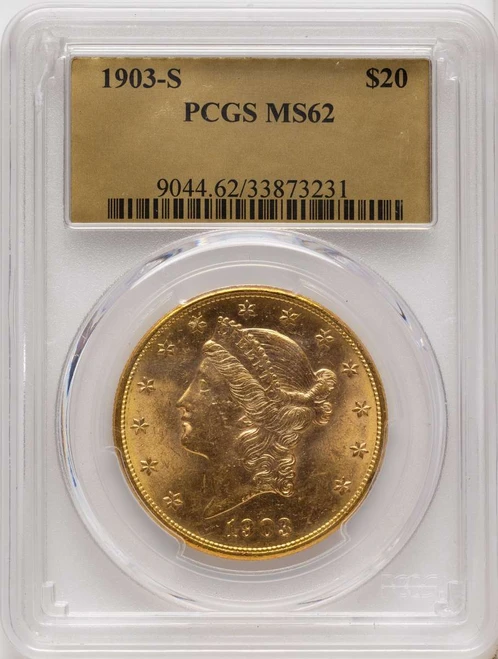 Bullionshark 1903-S $20 Gold Liberty Double Eagle PCGS MS62 - HAT525452017 