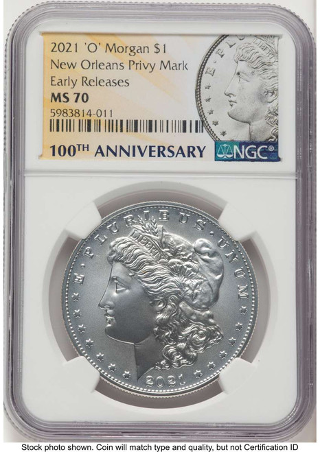 Bullionshark 2021 $1 Modern Bullion Coin NGC MS70   Morgan Dollar 100th Anniversary - O Privy - First Strike - HAT766509011 