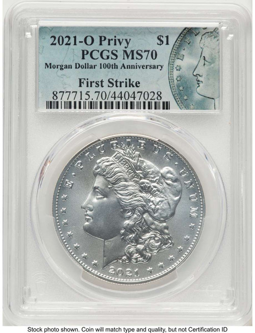 Bullionshark 2021 $1 Modern Bullion Coin PCGS MS70   Morgan Dollar 100th Anniversary - O Privy - First Strike - HAT774119008 