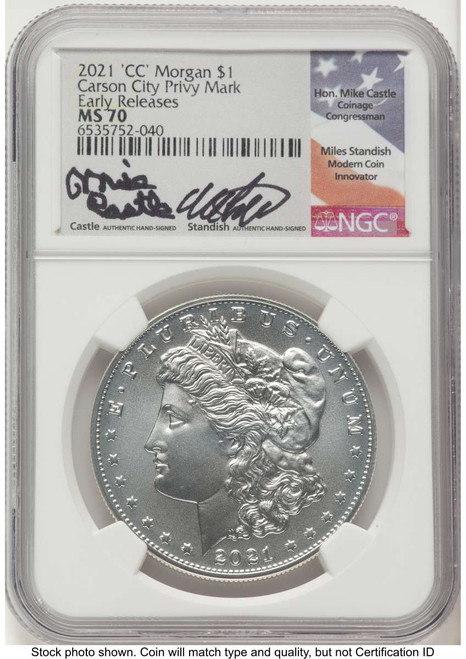 Bullionshark 2021 $1 Modern Bullion Coin NGC MS70   Morgan Dollar 100th Anniversary - CC Privy - HAT771165066 