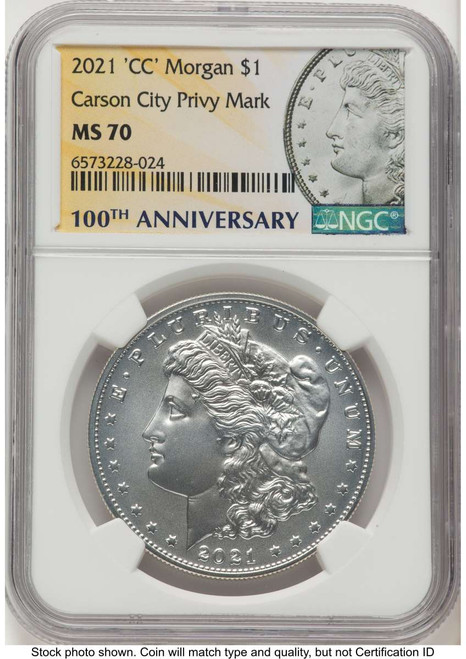 Bullionshark 2021 $1 Modern Bullion Coin NGC MS70   Morgan Dollar 100th Anniversary - CC Privy - HAT773265006 