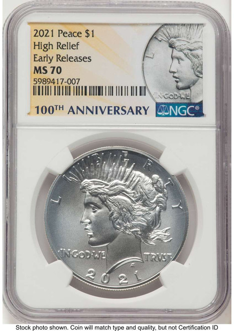 Bullionshark 2021 $1 Modern Bullion Coin NGC MS70   Peace Dollar 100th Anniversary - First Strike - HAT767784030 