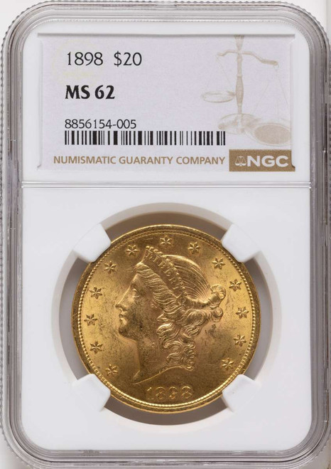 Bullionshark 1898 $20 Gold Liberty Double Eagle NGC MS62 - HAT171508302 