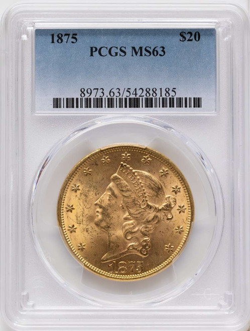 Bullionshark 1875 $20 Gold Liberty Double Eagle PCGS MS63 - HAT171509054 