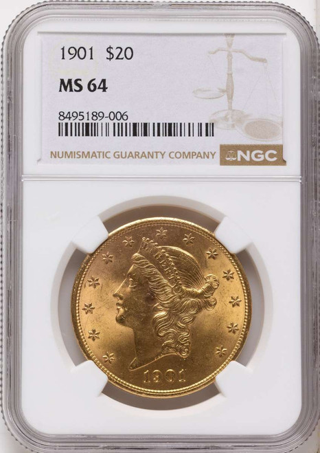 Bullionshark 1901 $20 Gold Liberty Double Eagle NGC MS64 - HAT525201030 