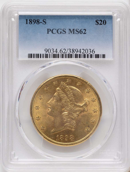 Bullionshark 1898-S $20 Gold Liberty Double Eagle PCGS MS62 - HAT790103006 