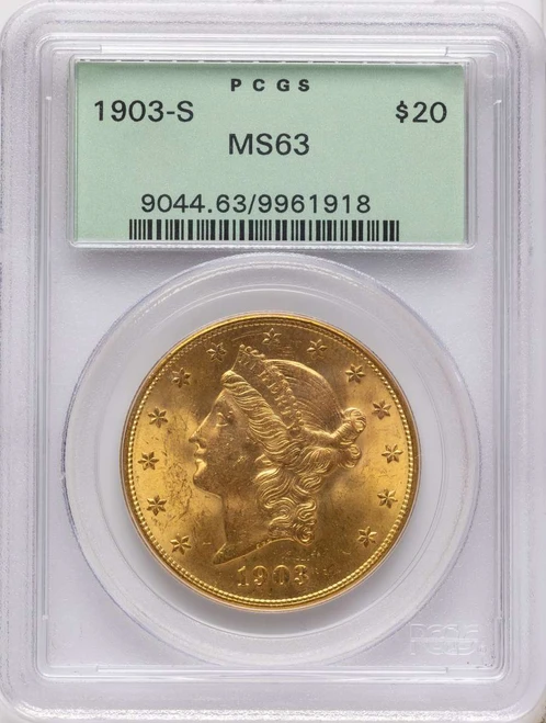 Bullionshark 1903-S $20 Gold Liberty Double Eagle PCGS MS63 - HAT790463020 