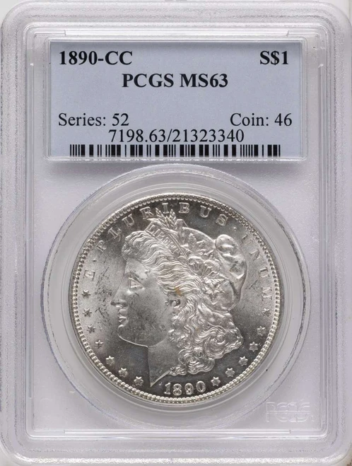 Bullionshark 1890-CC S$1 Morgan Silver Dollar Coin PCGS MS63 - HAT790405028 