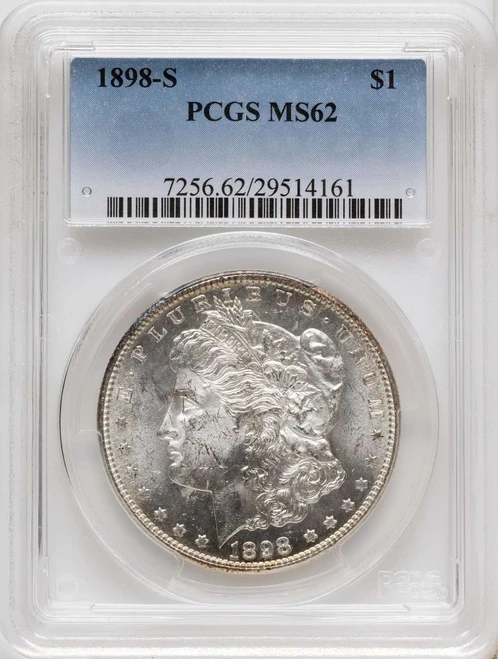 Bullionshark 1898-S S$1 Morgan Silver Dollar Coin PCGS MS62 - HAT791389016 