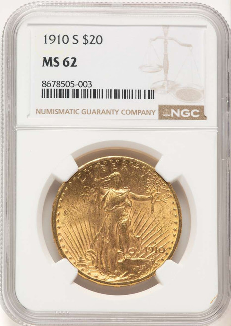 1910-S $20 Saint Gaudens Double Eagle NGC MS62 coin front image