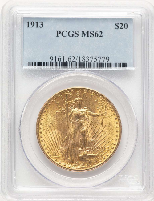 1913 $20 Saint Gaudens Double Eagle PCGS MS62 coin front image