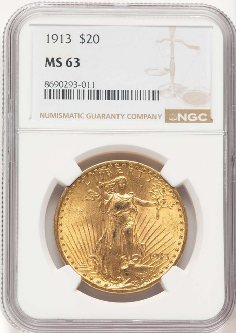 1913 $20 Saint Gaudens Double Eagle NGC MS63 coin front image