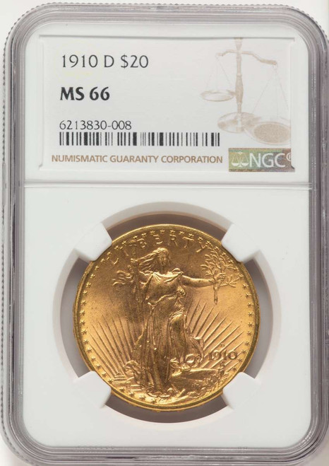 Bullionshark 1910-D $20 Saint Gaudens Double Eagle NGC MS66 - HAT784517026 