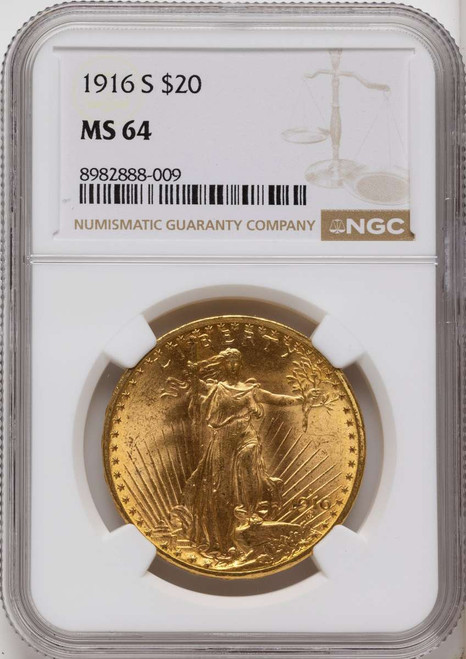 1916-S $20 Saint Gaudens Double Eagle NGC MS64 coin front image