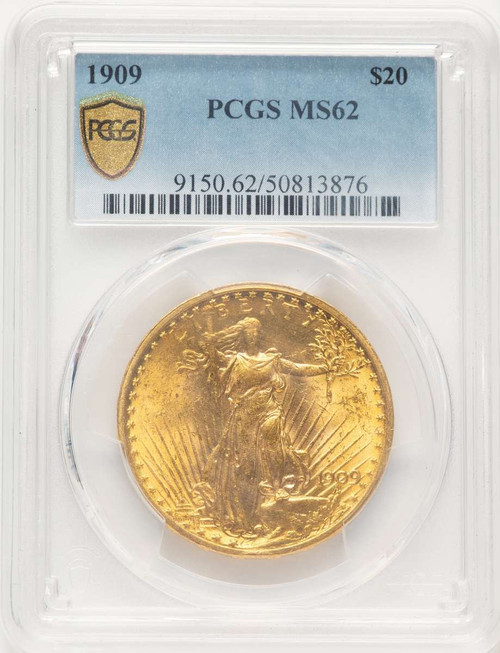 Bullionshark 1909 $20 Saint Gaudens Double Eagle PCGS MS62 - HAT786814003 