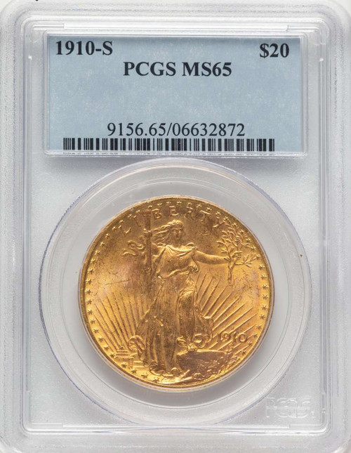 Bullionshark 1910-S $20 Saint Gaudens Double Eagle PCGS MS65 - HAT786940003 