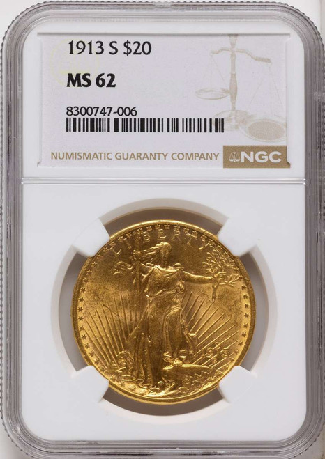 1913-S $20 Saint Gaudens Double Eagle NGC MS62 coin front image