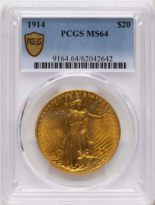 1914 $20 Saint Gaudens Double Eagle PCGS MS64 coin front image