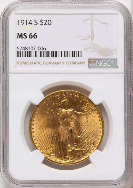 1914-S $20 Saint Gaudens Double Eagle NGC MS66 coin front image
