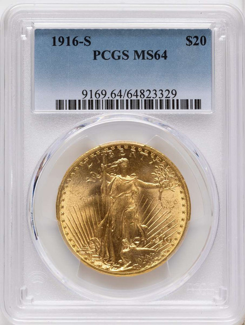 1916-S $20 Saint Gaudens Double Eagle PCGS MS64 coin front image