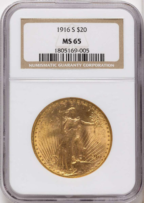1916-S $20 Saint Gaudens Double Eagle NGC MS65 coin front image